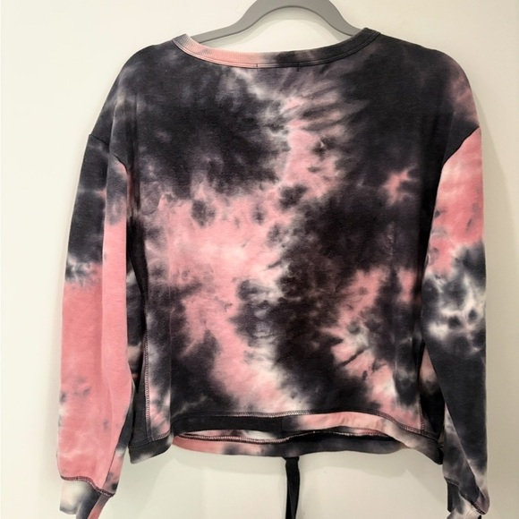 Steve Madden Women Pullover Tie Dye Sweatshirt Pocket Pink Black Size Large - Picture 2 of 5